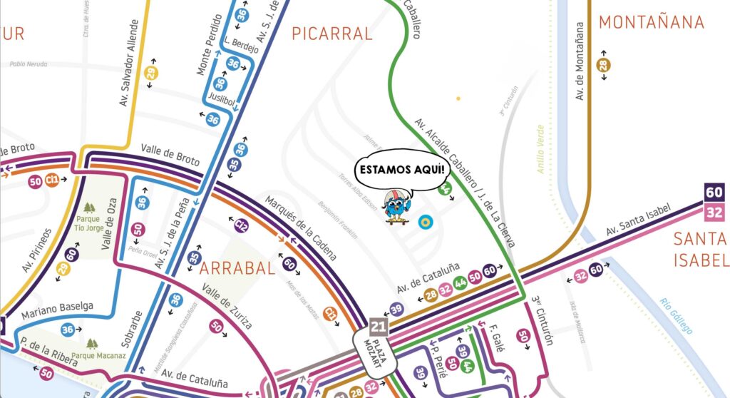 mapa autobuses urbanos para llegar al nido skate house